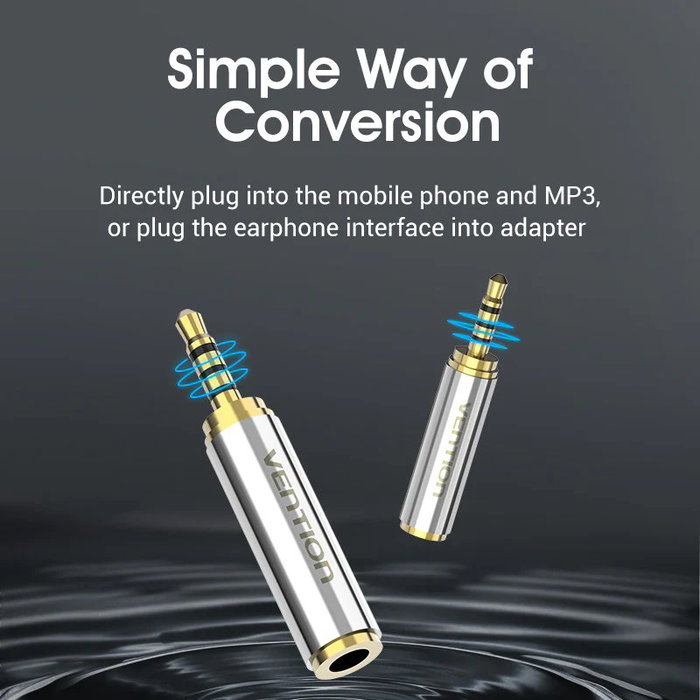 ADAPTADOR AUDIO JACK 2.5/M JACK 3.5/H PLATA VENTION
